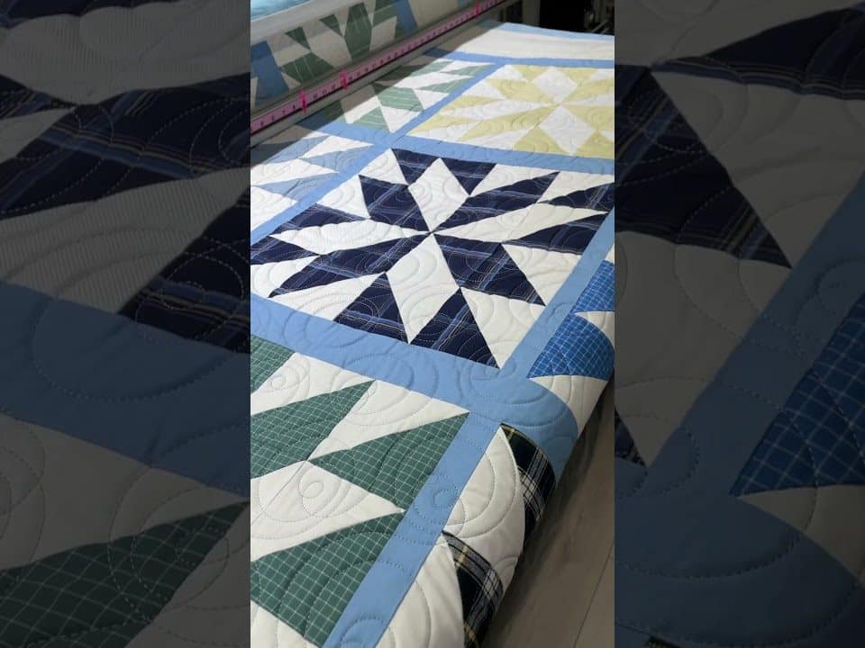 Danielle’s “Blue’s Dress Shirt” quilt - Longarm quilted by Maynard Longarm Quilting