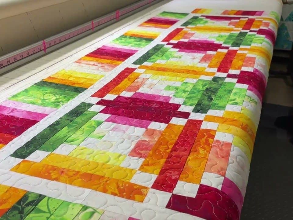Barb’s “Fruity Log Cabin” Quilt - Longarm quilted by Maynard Longarm Quilting