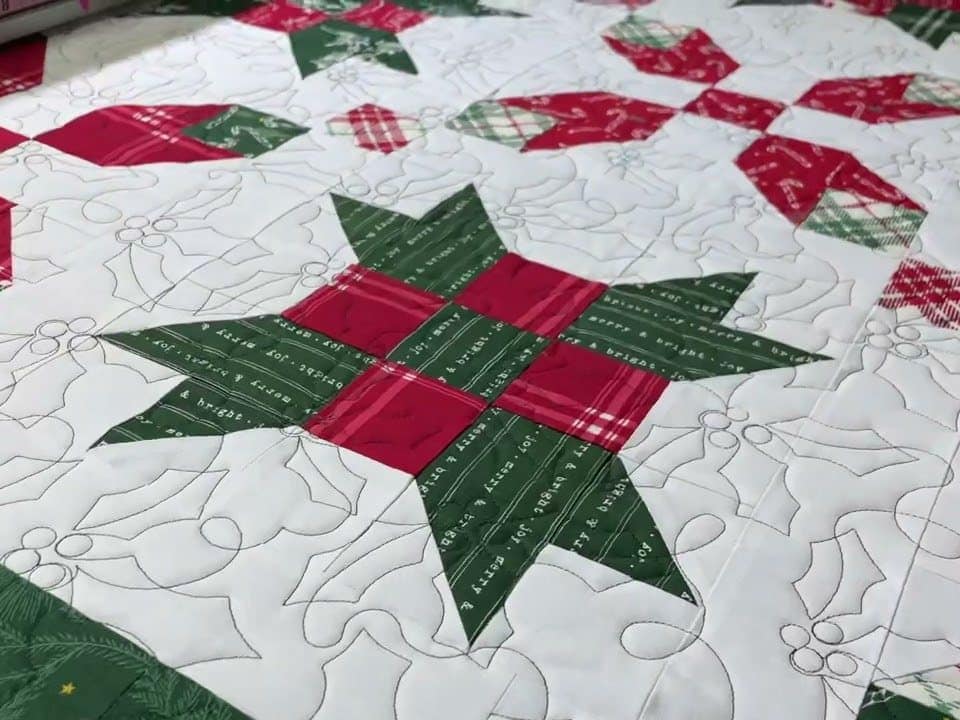 Justine’s “Christmas” Quilt - Longarm quilted by Maynard Longarm Quilting