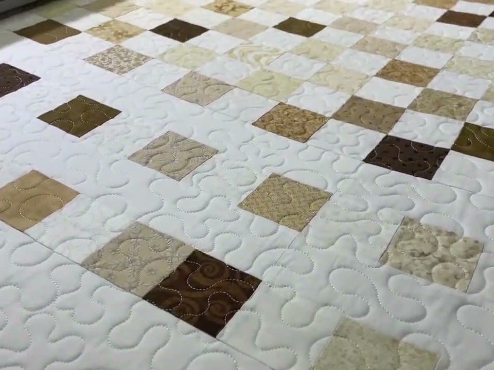 Cathy’s “Low-Volume Squares” quilt - Longarm quilted by Maynard Longarm Quilting