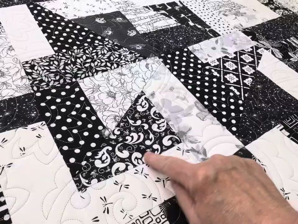 Barb’s “Scrapy B&W’s” quilt - Longarm quilted by Maynard Longarm Quilting