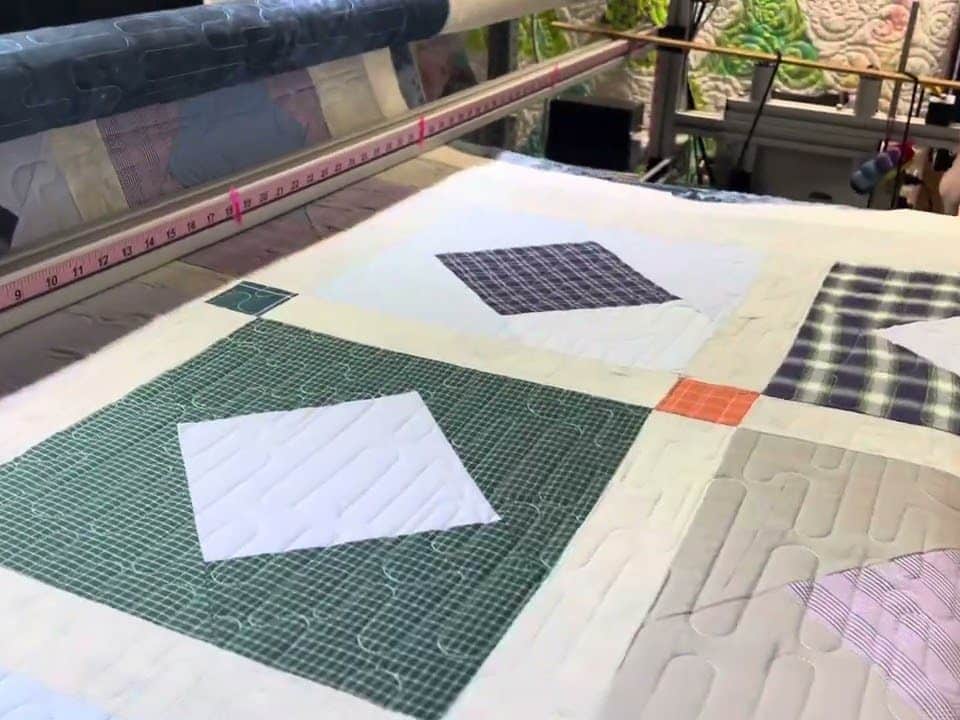 Carol B’s “Dress shirt” quilt - Longarm quilted by Maynard Longarm Quilting