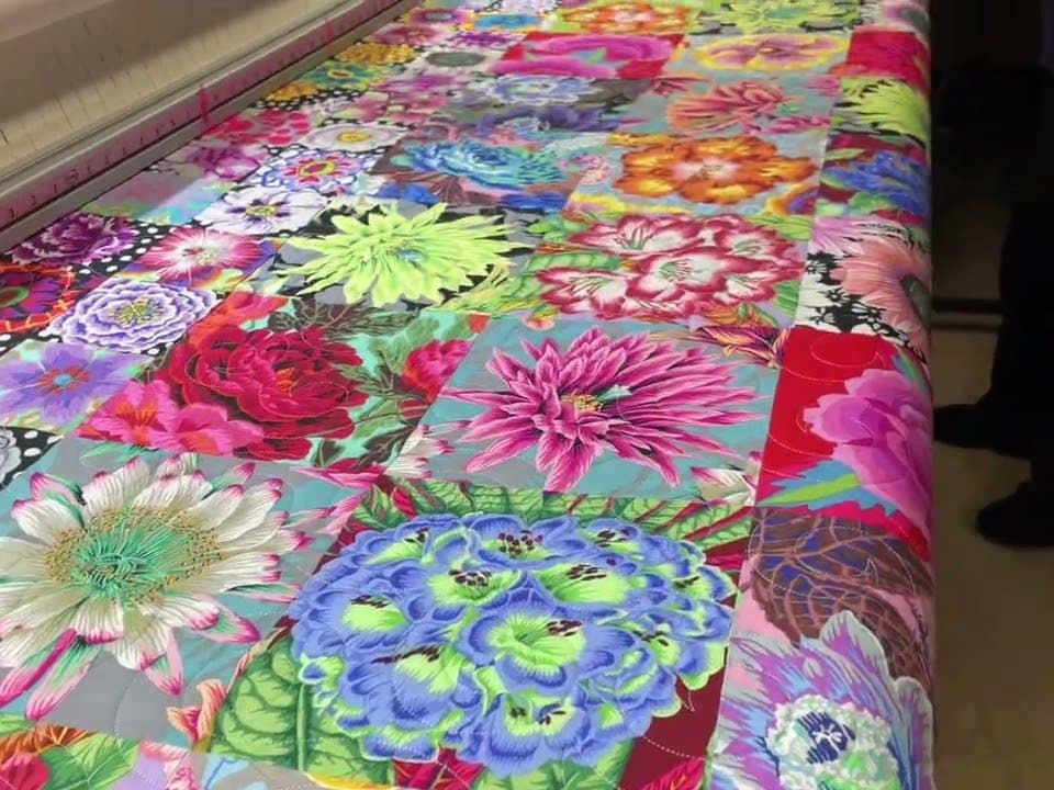Frances’ “Kaffe Flowers” quilt - Longarm quilted by Maynard Longarm Quilting