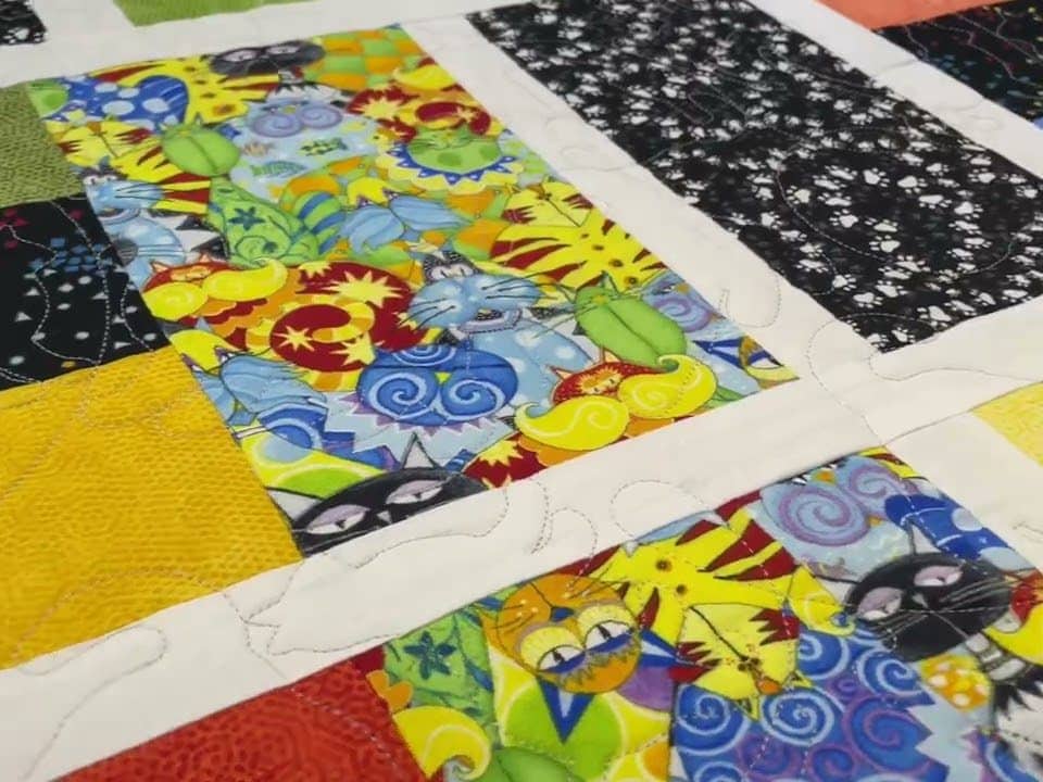 Barb’s “Crazy Cat” quilt - Longarm quilted by Maynard Longarm Quilting