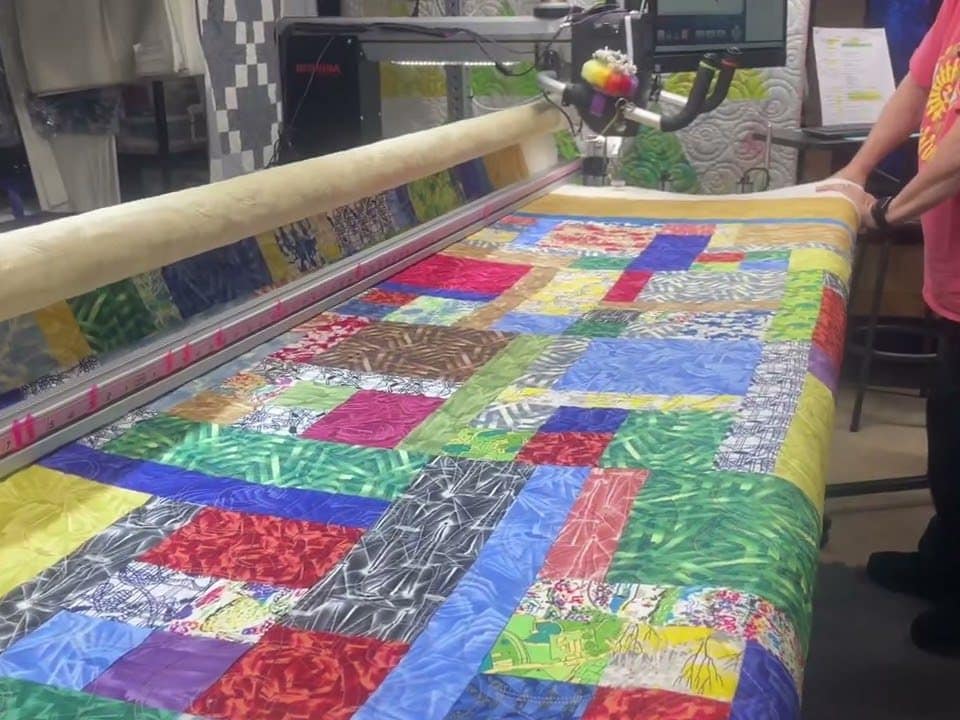 Eileen’s “Industrial Revolution” quilt - Longarm quilted by Maynard Longarm Quilting