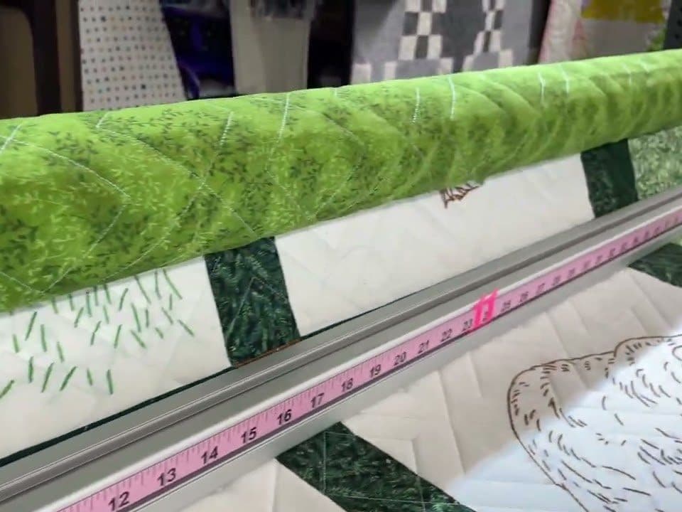 Michele’s “Woodsy Embroidered” quilt - Longarm quilted by Maynard Longarm Quilting