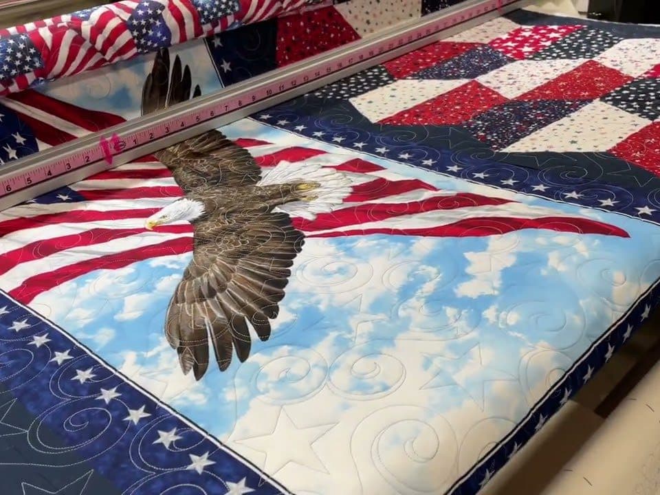 Barb’s “Patriotic Half-Hexy” Quilt - Longarm quilted by Maynard Longarm Quilting