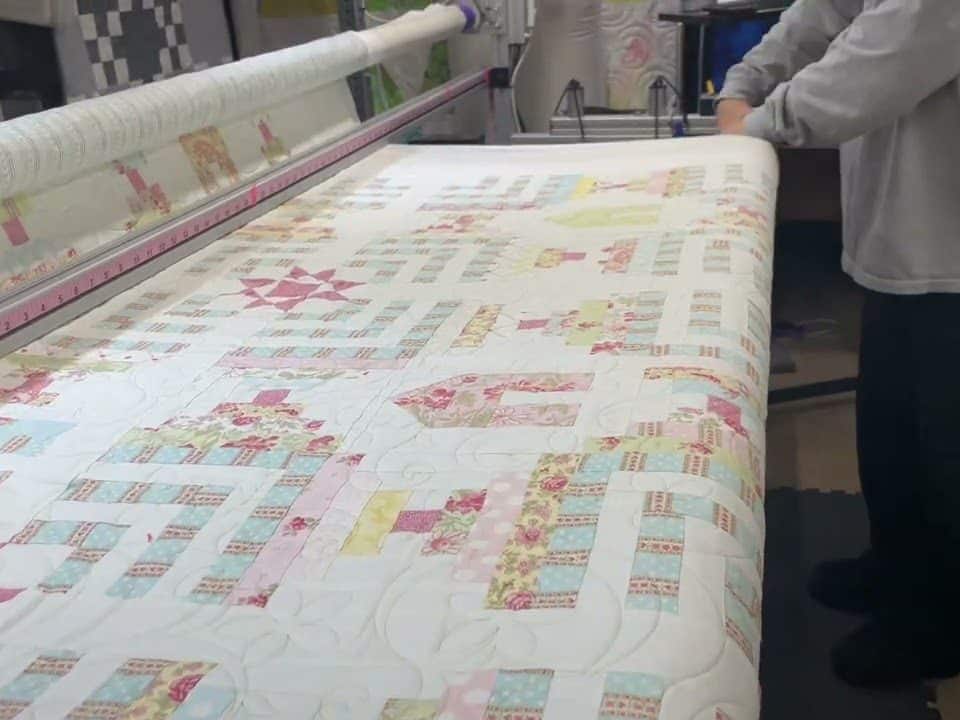 Cathy’s “Houses & Steps” quilt - Longarm quilted by Maynard Longarm Quilting