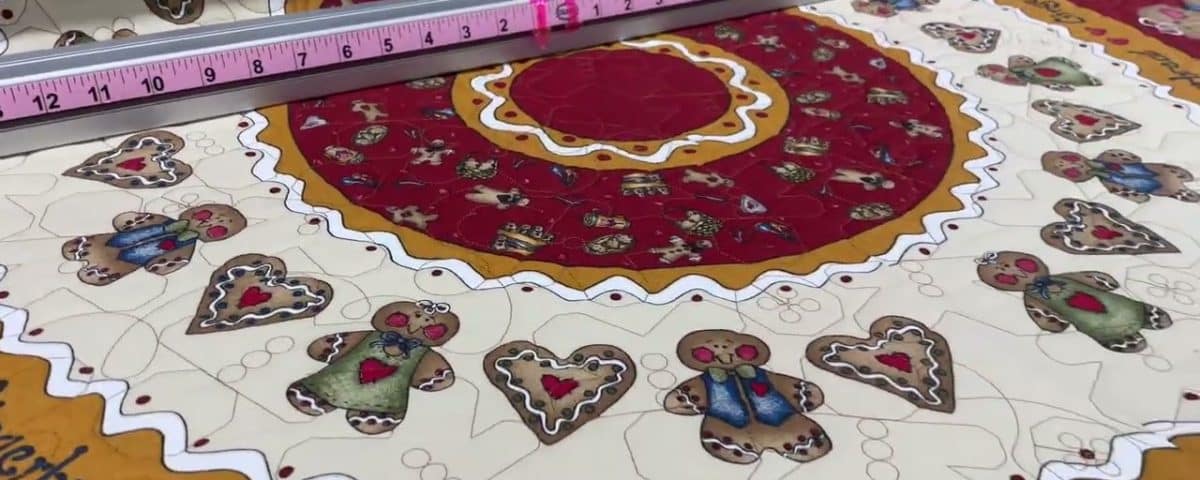 Carol’s “Gingerbread Tree Skirt” - Longarm quilted by Maynard Longarm Quilting