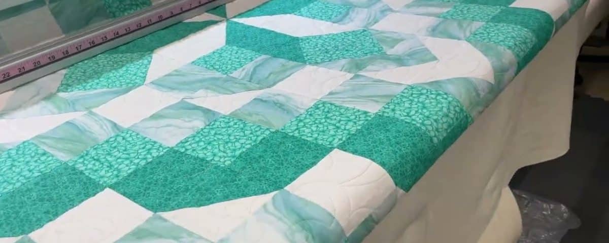 Loriann’s “Aqua Square” quilt - Longarm quilted by Maynard Longarm Quilting