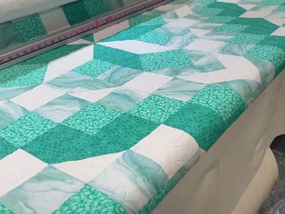 Loriann’s “Aqua Square” quilt - Longarm quilted by Maynard Longarm Quilting