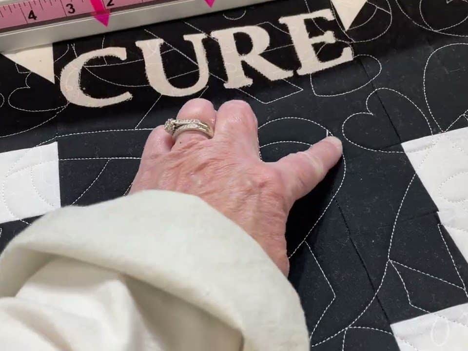 Susan’s “A Road to a Cure” quilt - Longarm quilted by Maynard Longarm Quilting