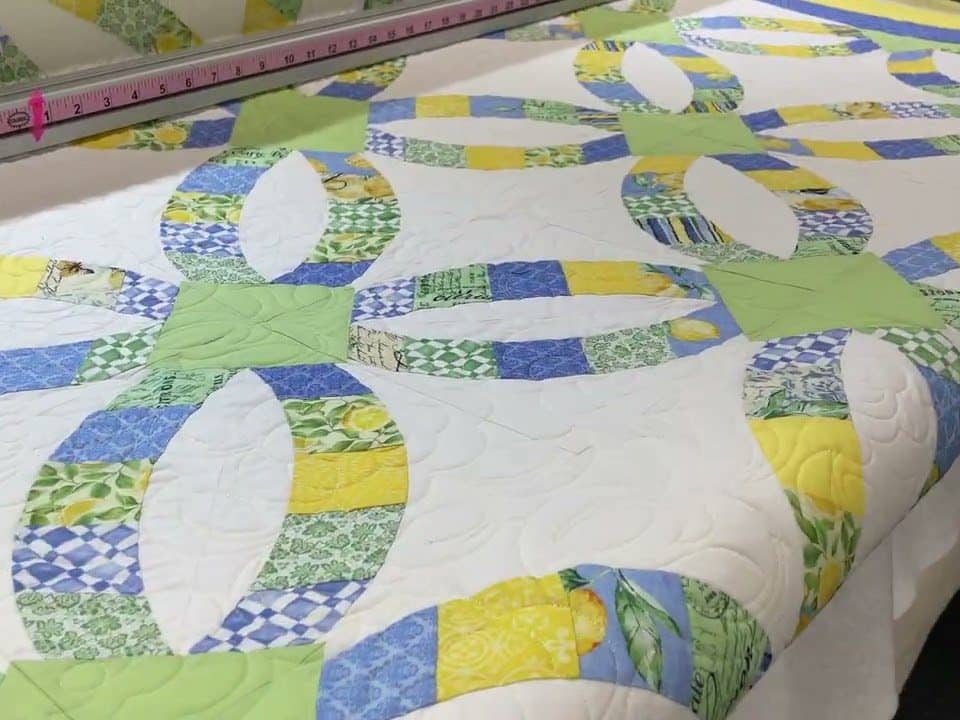 Karen’s “Metro Rings” quilt - Longarm quilted by Maynard Longarm Quilting